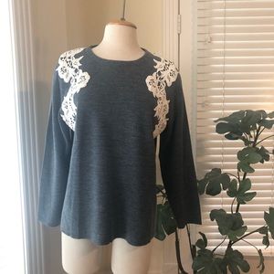 J Crew Lace Applique Sweater.